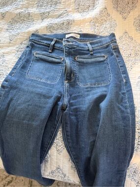 LOFT High-Rise Dark Blue Front-Pocket Jeans
